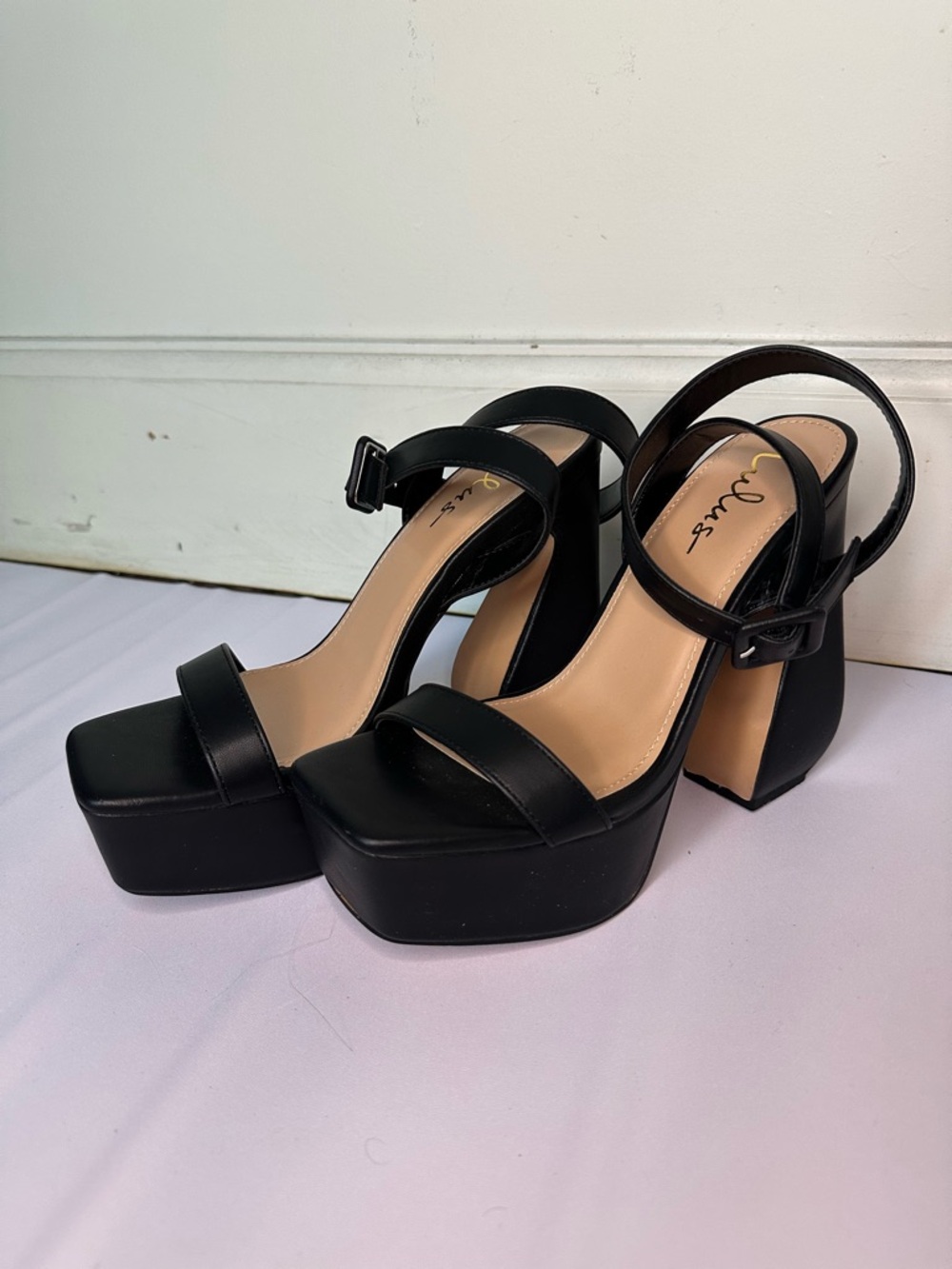 Black Platform Block Heel Sandals - Women